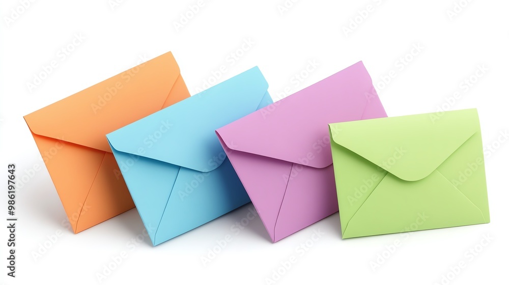 Colorful envelopes on white background Colorful envelopes on white background