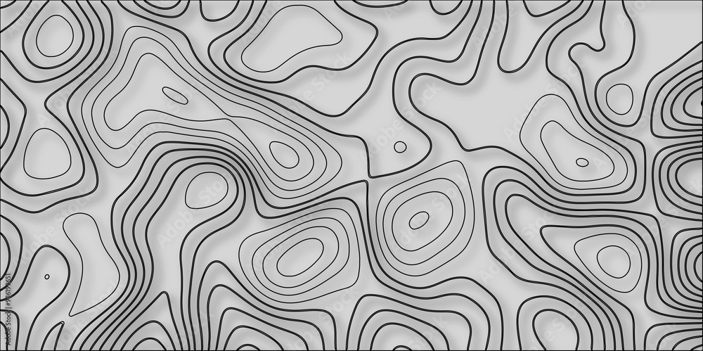 Fototapeta premium abstract topographic vector white lines pattern. Topographic map patterns, topography line map. Topo contour map on white contour lines vector map seamless pattern. abstract wave paper curved reliefs