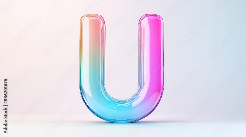 Colorful Transparent Letter U on Light Background Colorful Transparent Letter U on Light Background