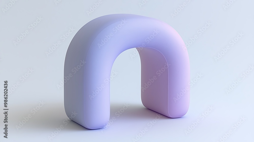 A 3D-rendered geometric shape in purple and blue curves into an elegant abstract arch. A 3D-rendered geometric shape in purple and blue curves into an elegant abstract arch.