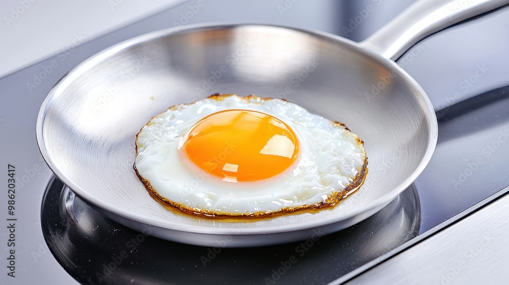 Freshly Fried Egg in Nonstick Pan