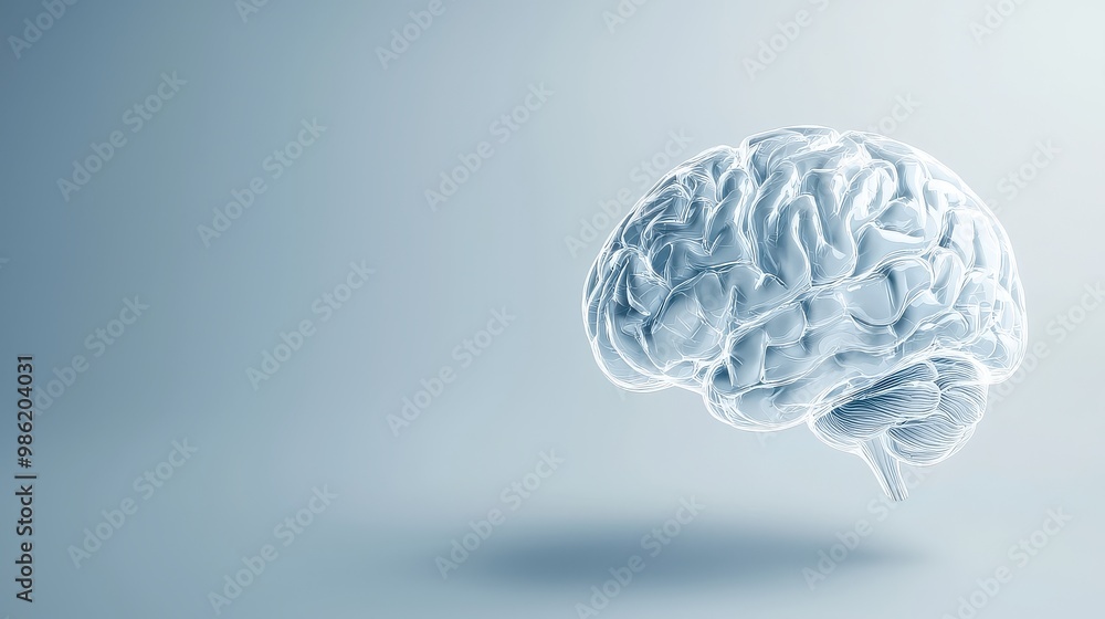 A brain is shown in a white background. The brain is shown in a 3D form, with a shadow of it on the wall. The brain is shown in a very detailed manner, with every part of it visible A brain is shown in a white background. The brain is shown in a 3D form, with a shadow of it on the wall. The brain is shown in a very detailed manner, with every part of it visible