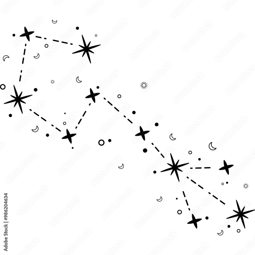 Constellations Zodiac Lines Vector Constellations Zodiac Lines Vector