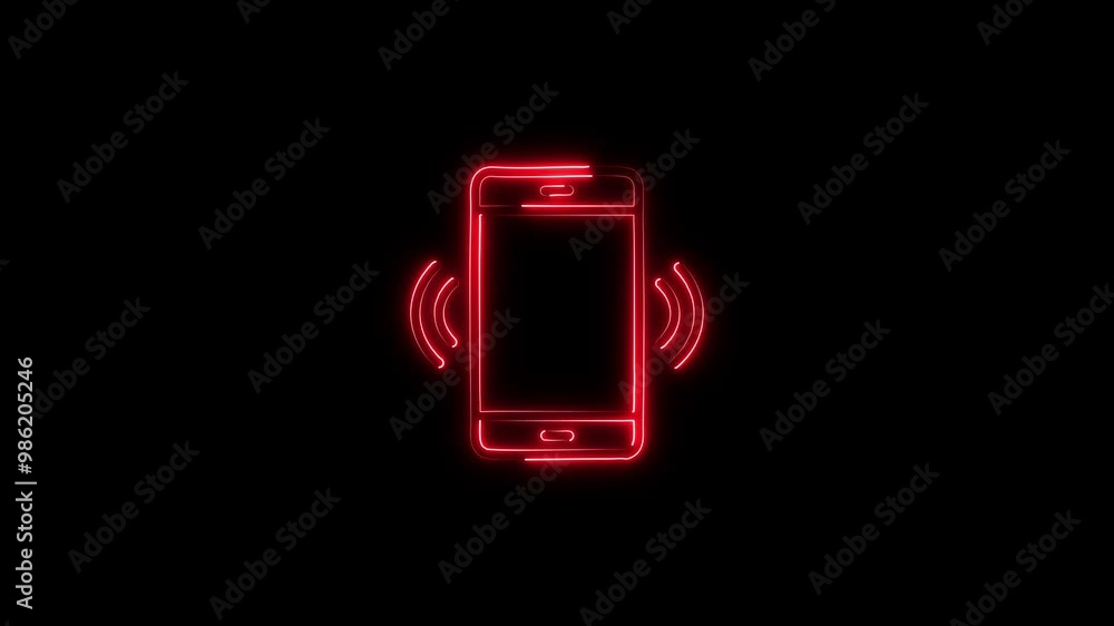 Neon mobile phone icon animation. wireless phone concept. Neon mobile phone icon animation. wireless phone concept.
