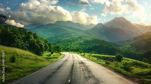 Road in the mountains. Beautiful summer landscape