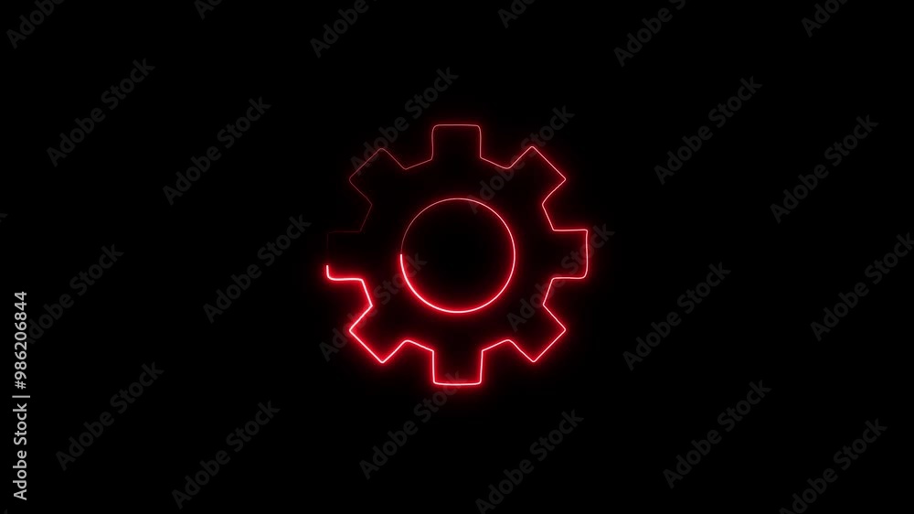 Glowing neon gear icon animation. While gear, setting icon, gear mechine icon concept. Glowing neon gear icon animation. While gear, setting icon, gear mechine icon concept.