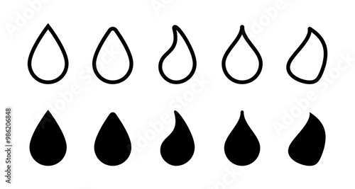 Water drop shape icon symbol set. Vector illustration image.