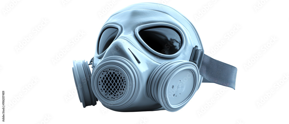 Smog mask surrounded by polluted air, isolated on white background, clip art style Smog mask surrounded by polluted air, isolated on white background, clip art style