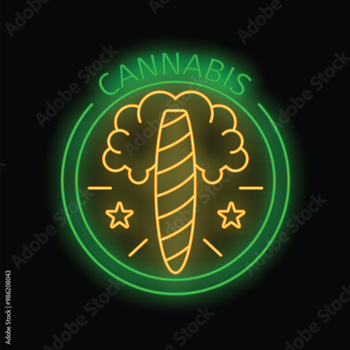 Neon sign featuring a joint inside a human brain with the word cannabis above, suggesting a connection between marijuana and the mind