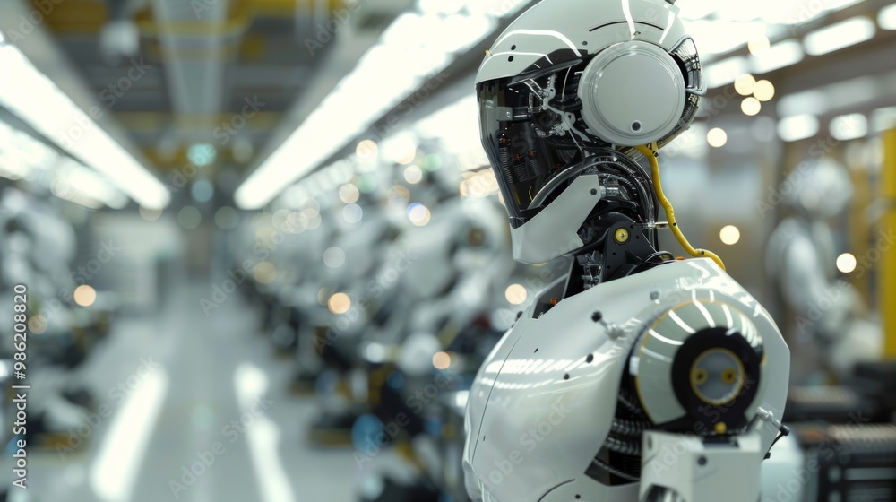 Futuristic Robot Arm in Modern Manufacturing Environment Futuristic Robot Arm in Modern Manufacturing Environment