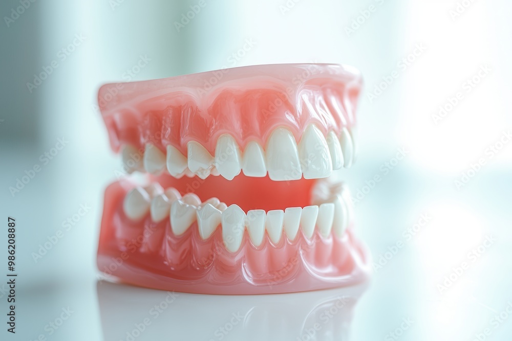 Teeth model on table and blurred background. Close-up Teeth model on table and blurred background. Close-up