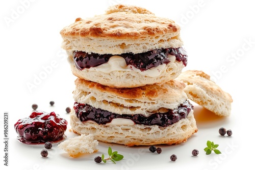 Freshly baked scones with clotted cream and jam