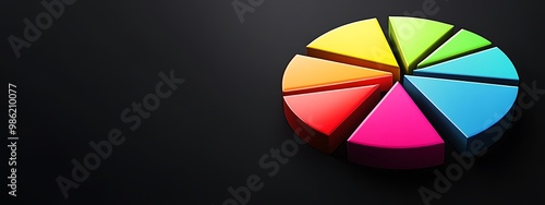 Colorful 3D Pie Chart on Black Background