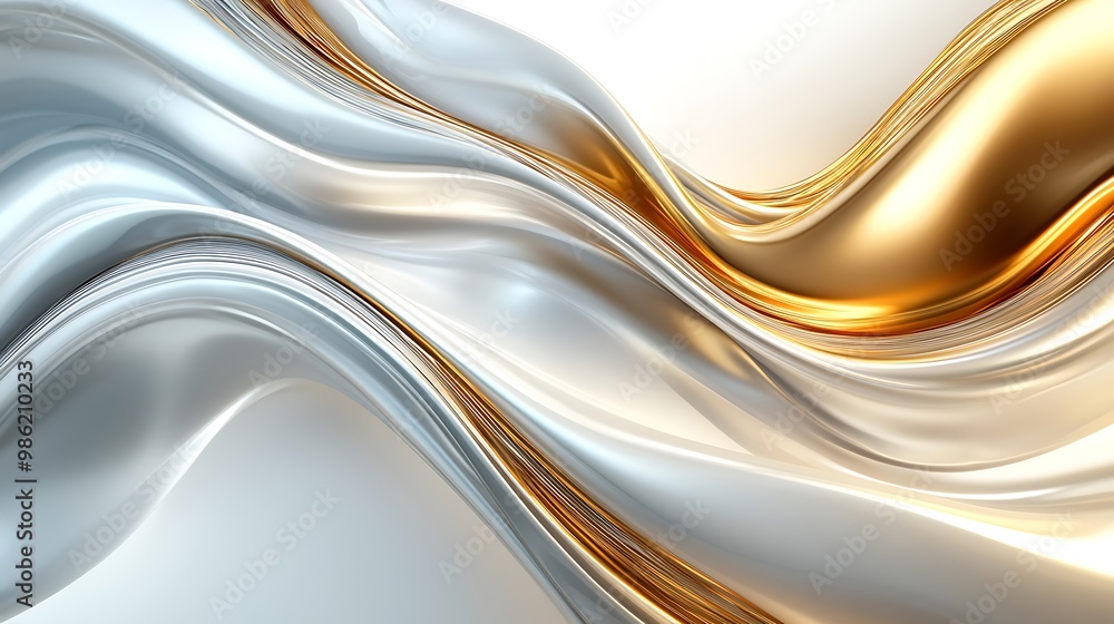 Abstract gold and silver waves ripple smoothly, blending metallic tones in a luxurious and fluid design. Abstract gold and silver waves ripple smoothly, blending metallic tones in a luxurious and fluid design.
