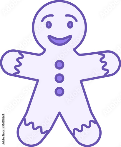 Colored Gingerbread Man Icon. Vector Icon. Christmas and Holiday Concept