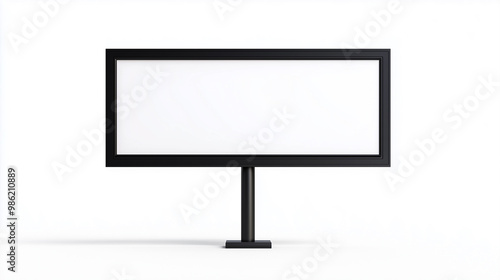 Billboard in Black Metal Frame Isolated on White Background: Versatile Advertising Space for Custom Messaging, Promotions, Branding Opportunities - Ideal for Marketing and Visual Communication Needs.