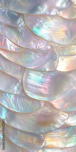 Iridescent Shimmering Shiny Lustrous Mother of Pearl Seashell Mosaic Textured Abstract Background
