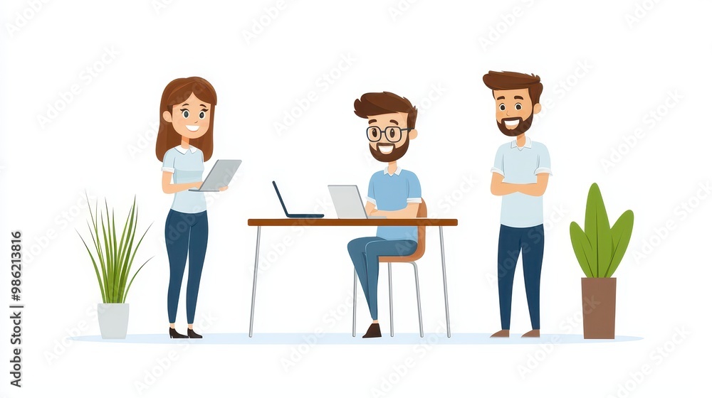 Friendly Team in Modern Office Environment Friendly Team in Modern Office Environment