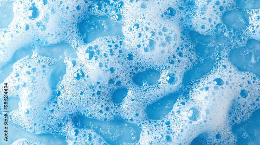 Close-up of blue water with white foam and bubbles. Close-up of blue water with white foam and bubbles.