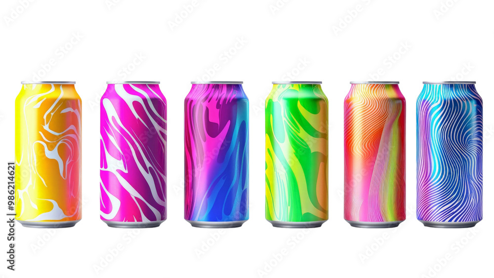 Beverage can design isolated on transparent background, PNG file, vibrant colors Beverage can design isolated on transparent background, PNG file, vibrant colors