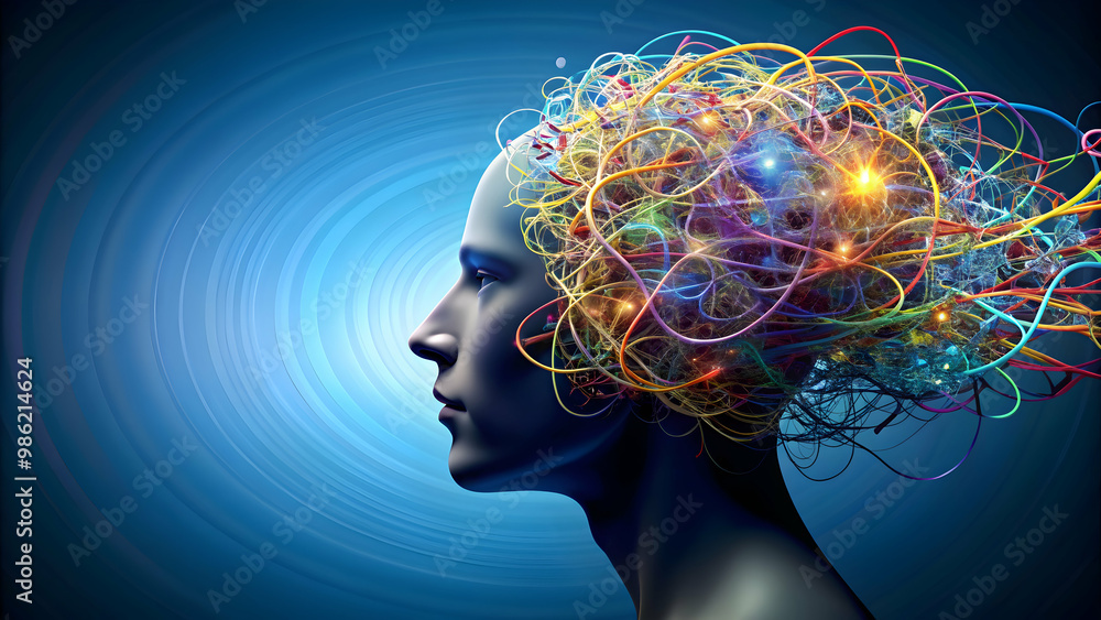 A chaotic mind filled with confusing thoughts and emotions, confusion, mess, clutter, overwhelmed, stress, anxiety A chaotic mind filled with confusing thoughts and emotions, confusion, mess, clutter, overwhelmed, stress, anxiety