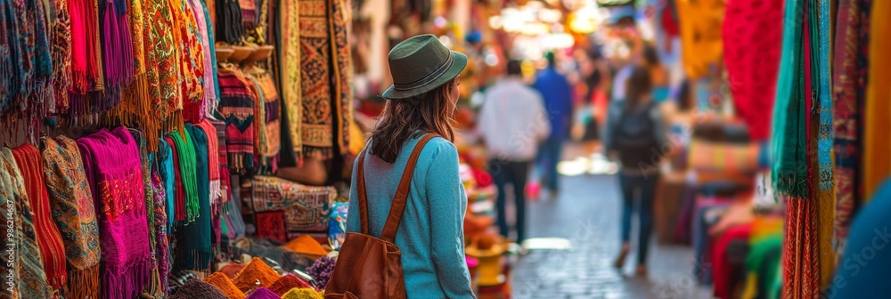 Solo Female Traveler Exploring Marrakech Market Solo Female Traveler Exploring Marrakech Market