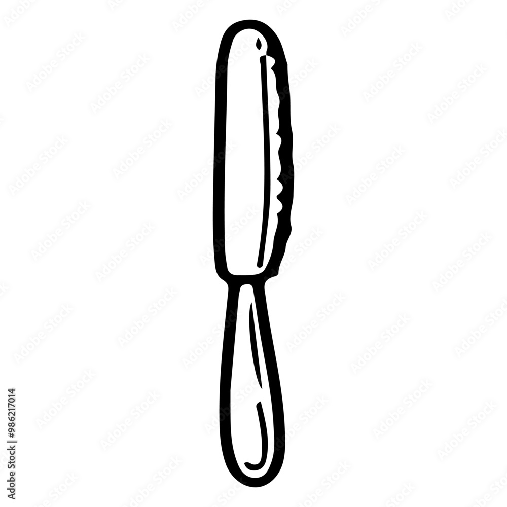 Table knife for meat hand drawn doodle. Utensil for eating food. Cutlery. Tableware. Kitchenware. Dining table setting. Vector sketch line art illustration. Table knife for meat hand drawn doodle. Utensil for eating food. Cutlery. Tableware. Kitchenware. Dining table setting. Vector sketch line art illustration.