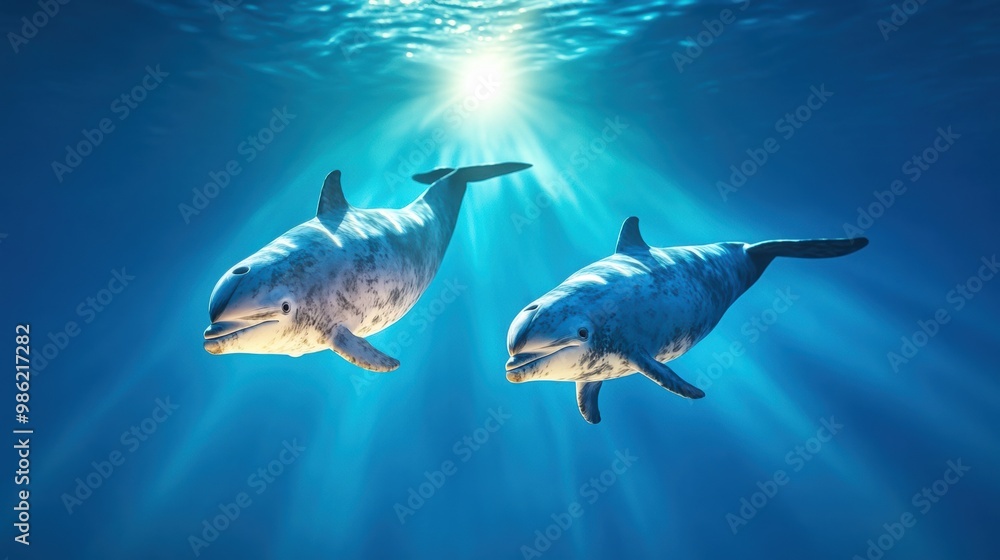 Dolphins Swimming in Clear Ocean Water