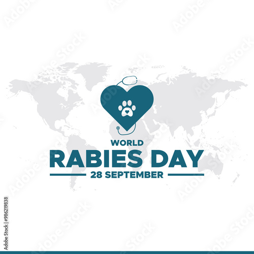 World Rabies Day, 28 September, greeting card, social media template, editable template, banner, post, flyer design. World Rabies Day concept design.