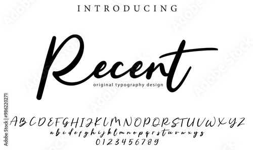 Recent Font Stylish brush painted an uppercase vector letters, alphabet, typeface