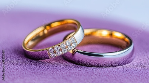 Wallpaper Mural Elegant wedding rings with sparkling diamonds on backdrop Torontodigital.ca