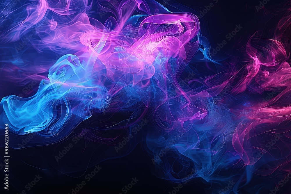 A dense cloud of vibrant blue and pink smoke, swirling together in a mesmerizing pattern against a stark black background. The smoke seems to dance and intertwine, creating a stunning visual effect. A dense cloud of vibrant blue and pink smoke, swirling together in a mesmerizing pattern against a stark black background. The smoke seems to dance and intertwine, creating a stunning visual effect.
