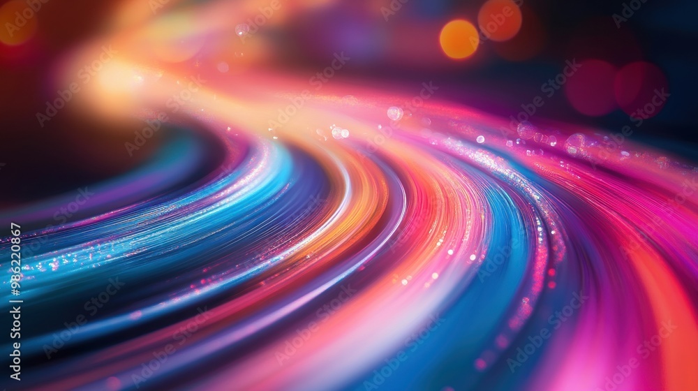 Abstract colorful swirl with bokeh lights. Abstract colorful swirl with bokeh lights.