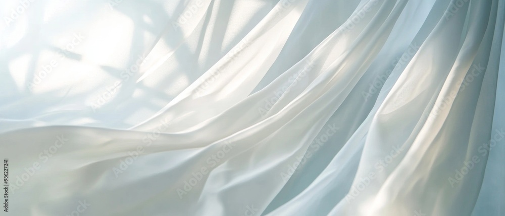 A white fabric with a blue background A white fabric with a blue background