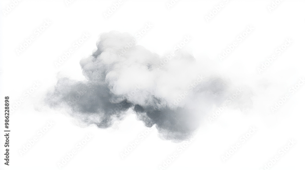 Naklejka premium A cloud of white and gray smoke is floating in the air