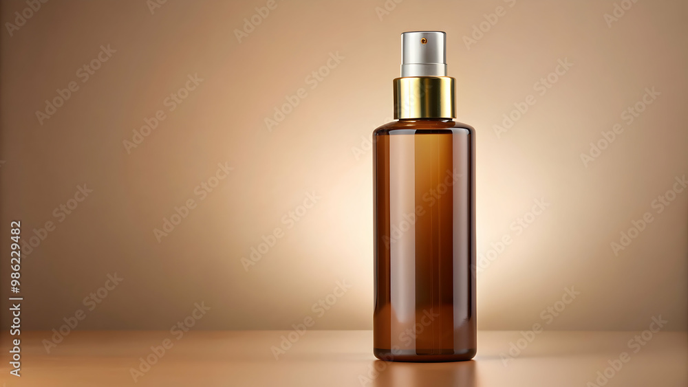 Close-up photography of a cosmetic toner in a bright brown color theme, cosmetic, toner, skincare, beauty, product Close-up photography of a cosmetic toner in a bright brown color theme, cosmetic, toner, skincare, beauty, product