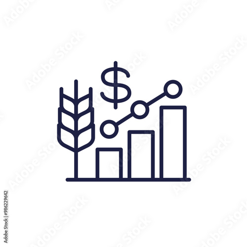 Food prices growth, inflation line icon with a graph