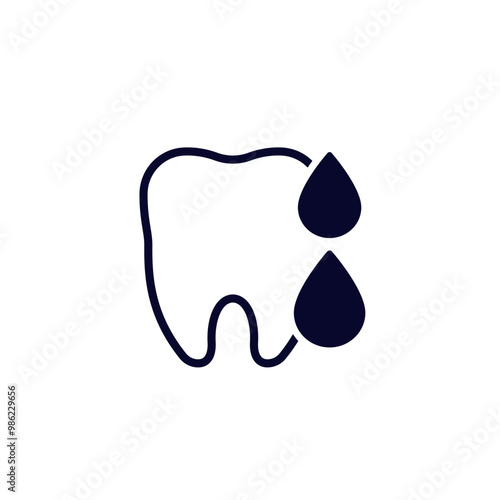 Gum bleeding icon, tooth and blood drops