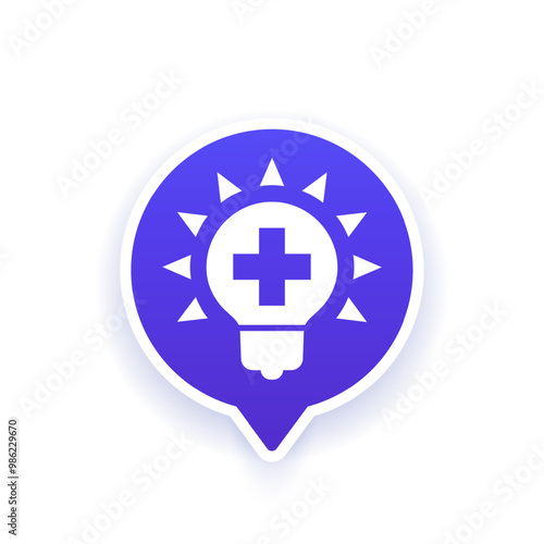 health tips icon with lamp, vector