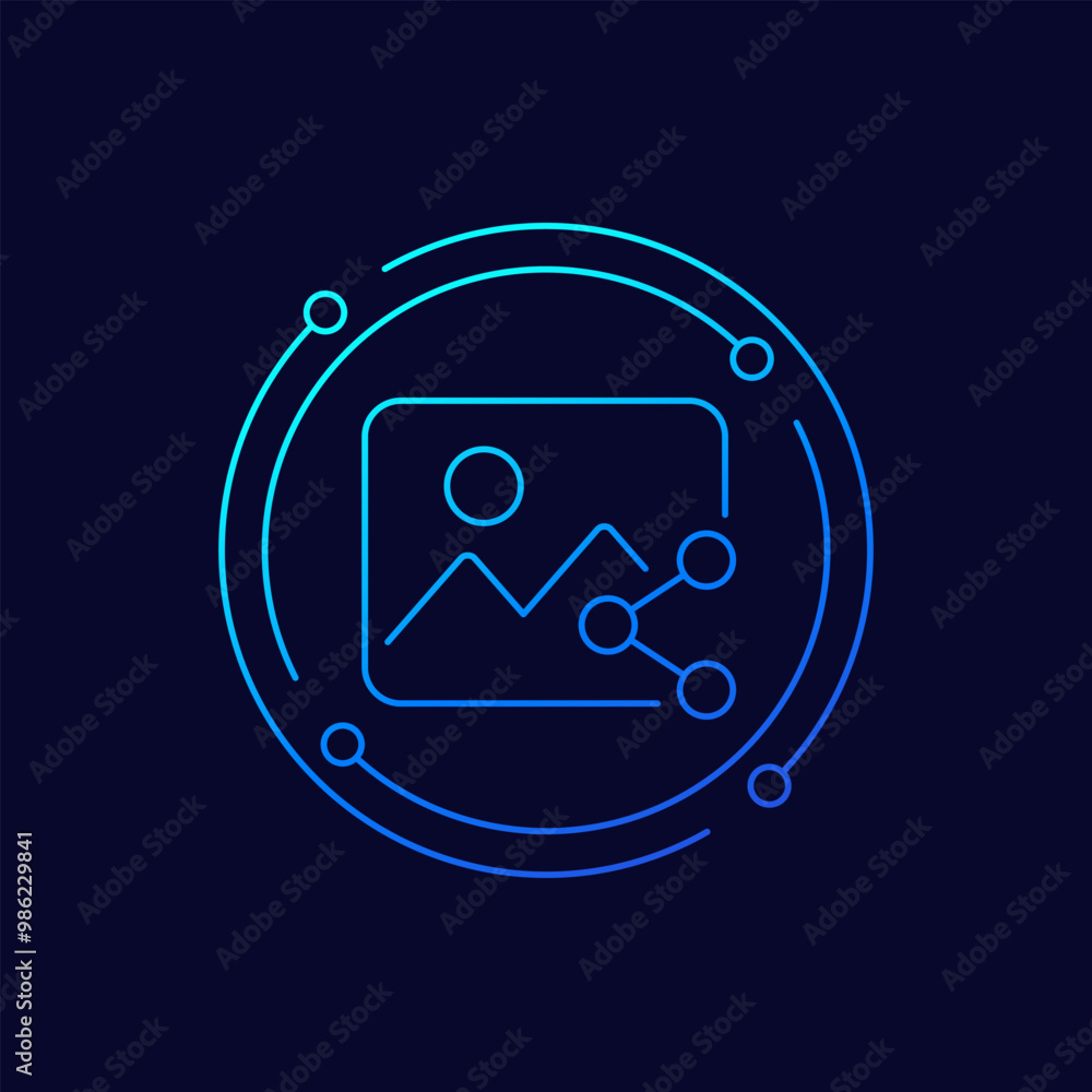 share image or photo icon, linear design share image or photo icon, linear design