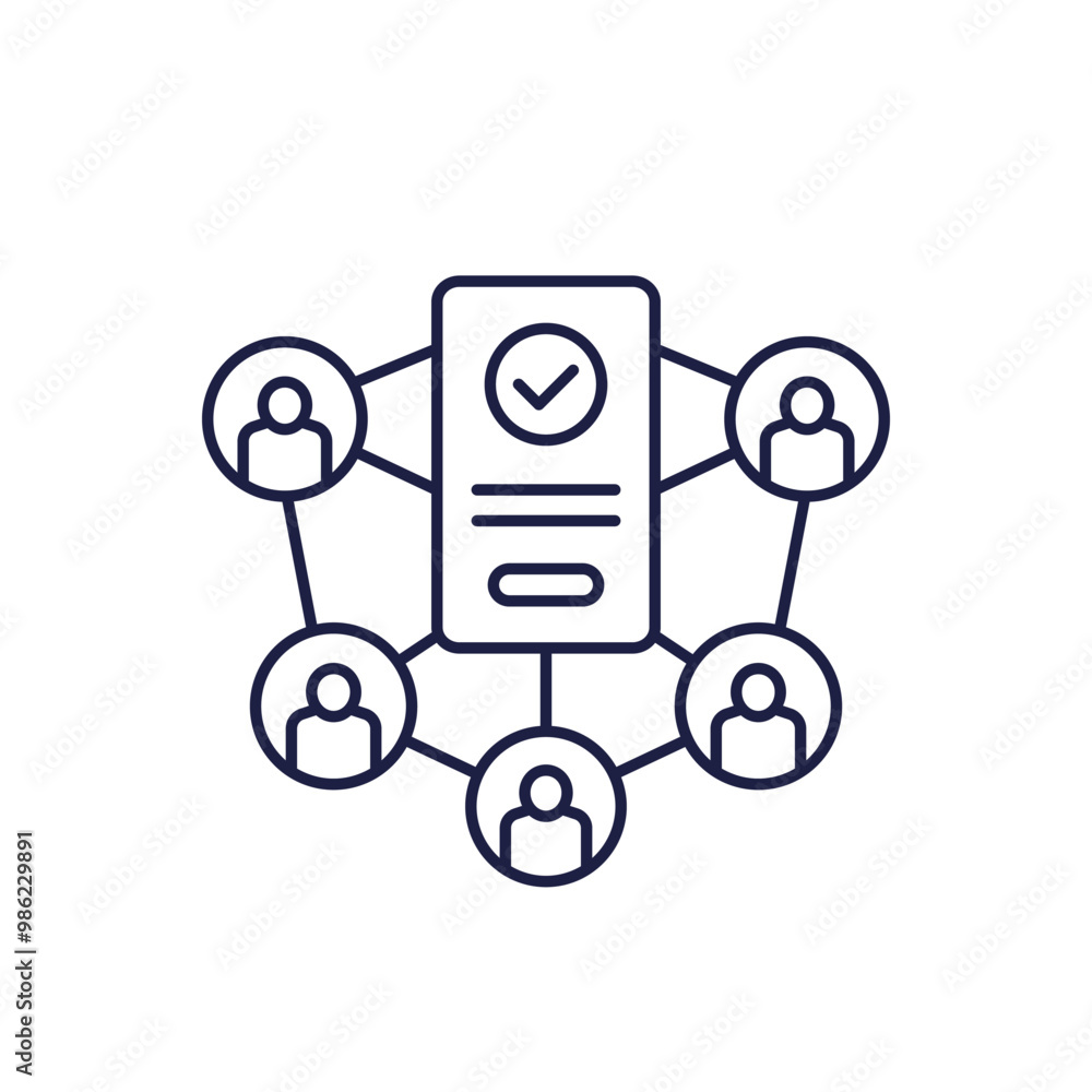 users icon with a phone, line vector users icon with a phone, line vector