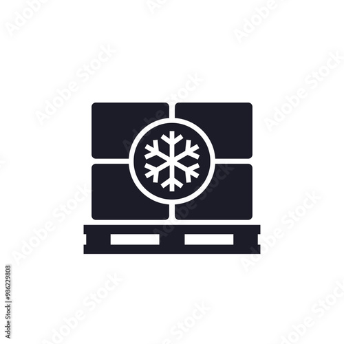 Refrigerated goods icon on white, pallet with boxes vector