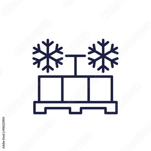 Refrigerated goods line icon, pallet and boxes vector