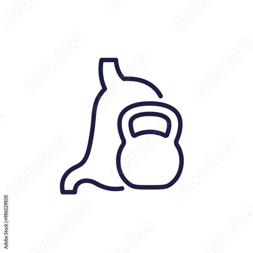 stomach heaviness line icon on white