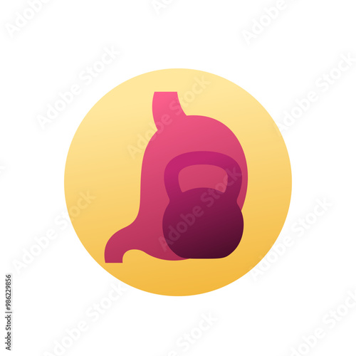 stomach heaviness icon, round vector design