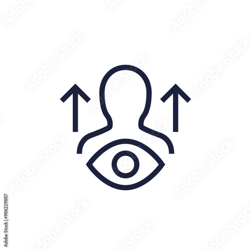 viewers, growing audience line icon on white