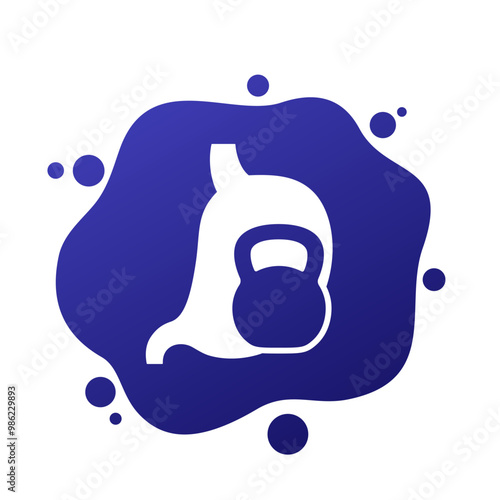 stomach heaviness vector icon with a kettlebell
