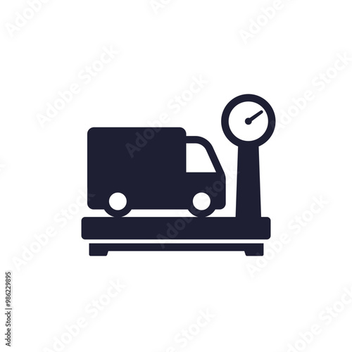 van truck weight icon, vector pictogram on white