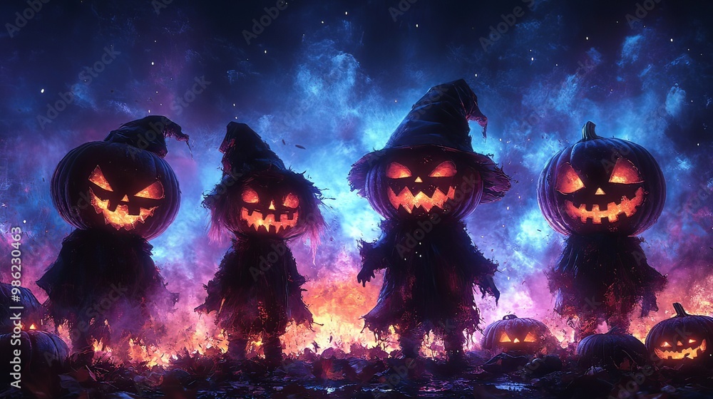 children in scary costumes go for sweets in the evening colorful party Halloween kids children in scary costumes go for sweets in the evening colorful party Halloween kids
