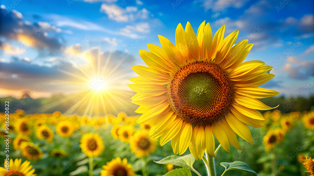 Bright and cheerful image of a blooming sunflower, sunflower, yellow, vibrant, blossom, flora, nature, summer, garden Bright and cheerful image of a blooming sunflower, sunflower, yellow, vibrant, blossom, flora, nature, summer, garden